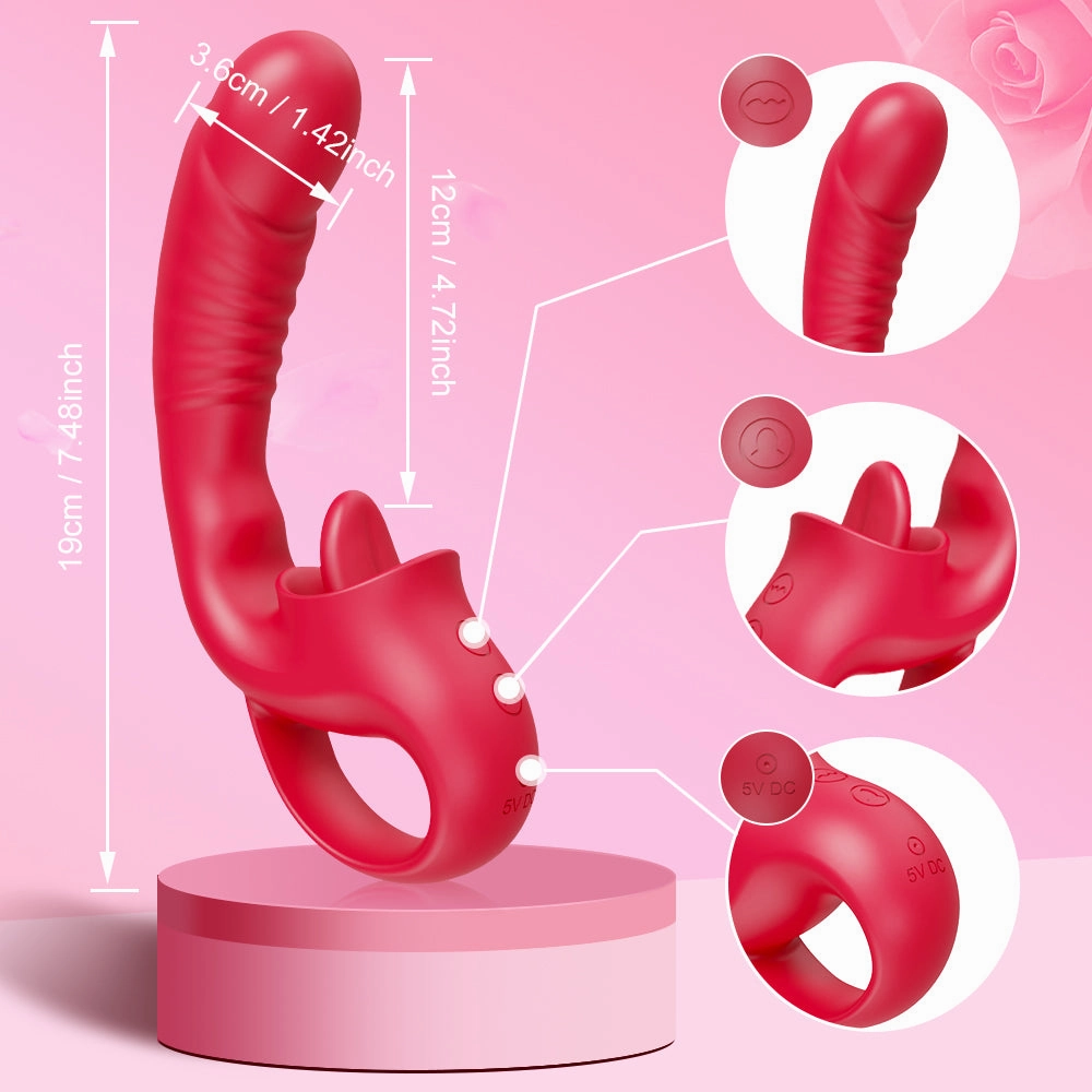 Lippe-20 Modes Tongue Licking G Spot Vibrator And Swing Nipple Clitoris Dildo