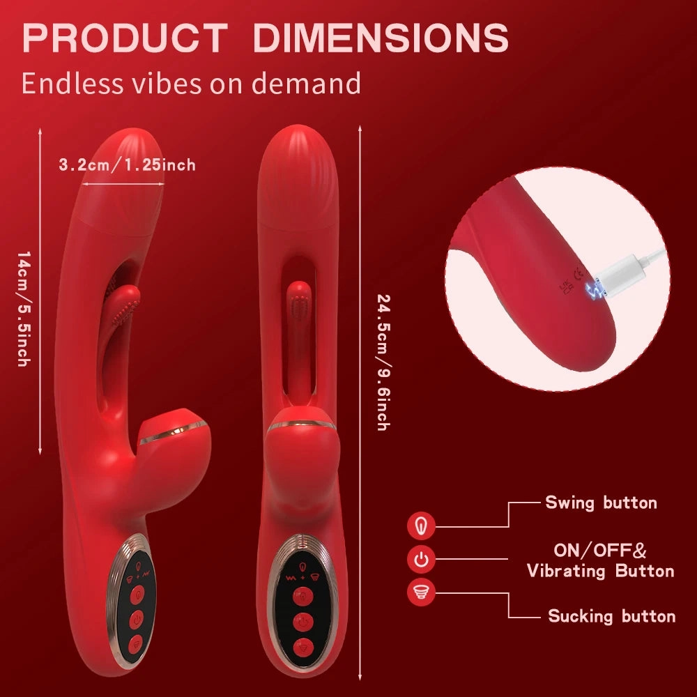 Luxury Rabbit Bunny Viberator Clit Sucker with Tapping Flapping Clitoral Stimulator