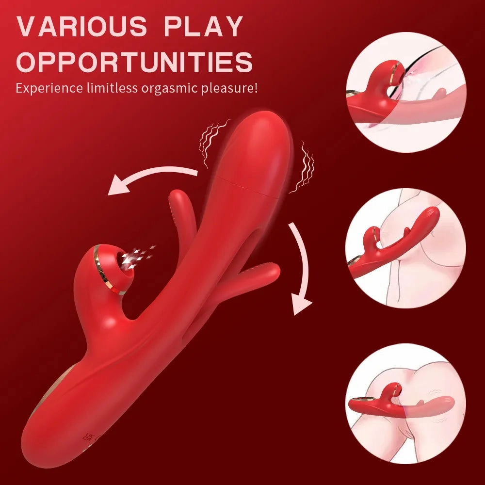 Luxury Rabbit Bunny Viberator Clit Sucker with Tapping Flapping Clitoral Stimulator
