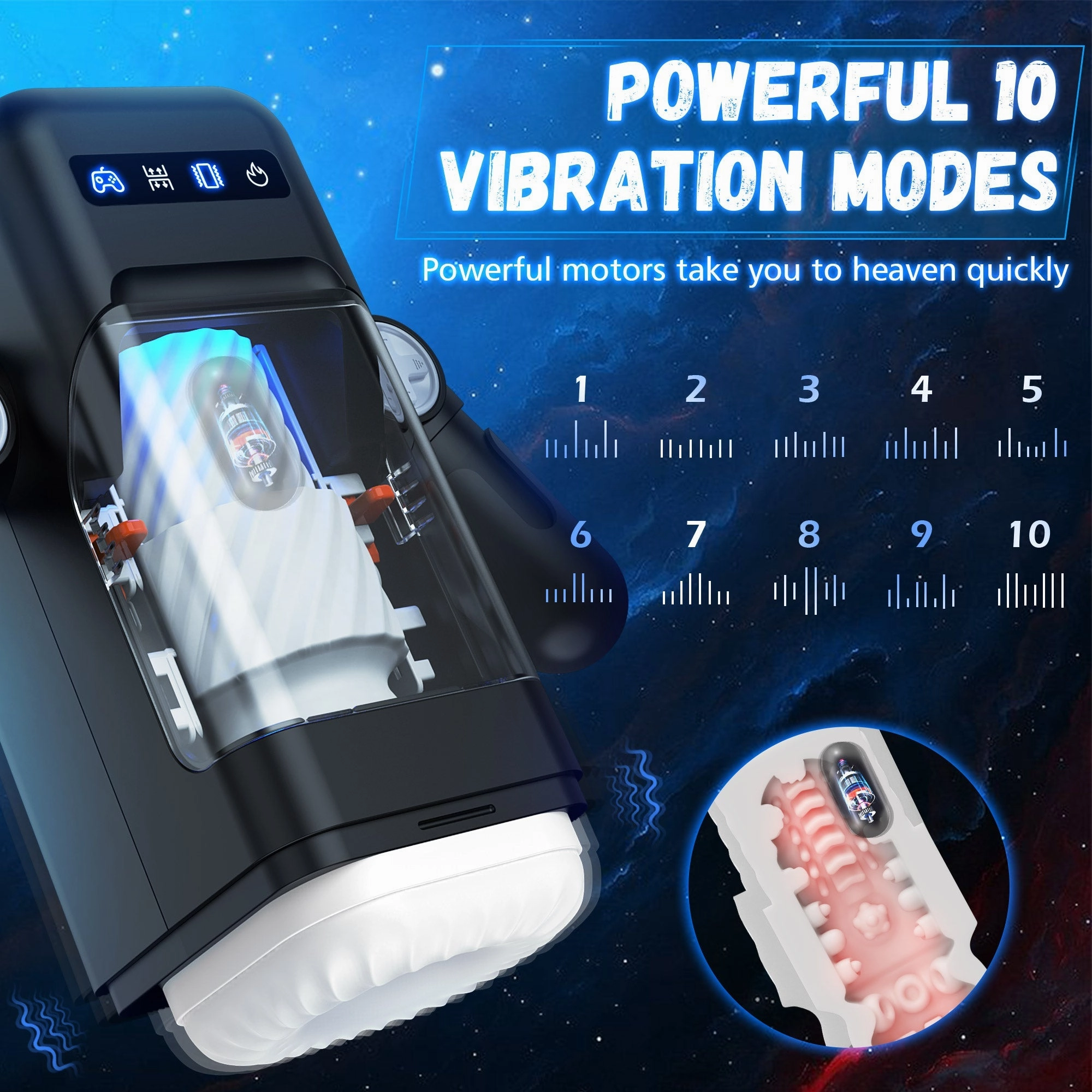 Male Masturbators Cup with 10 Thrusting & Vibration Modes
