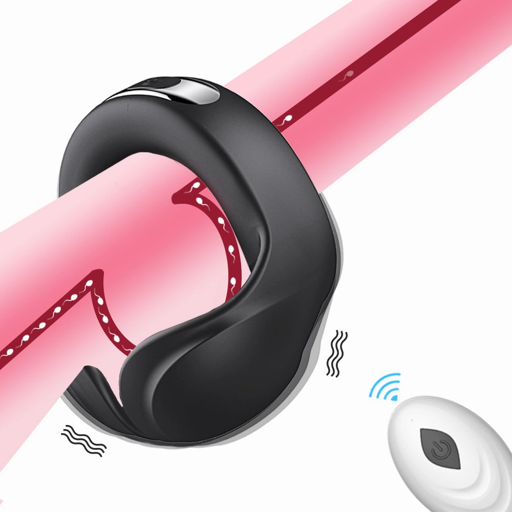 Male Vibrating Penis Cock Ring & Delay Ejaculation Erection Scrotum Stimulator