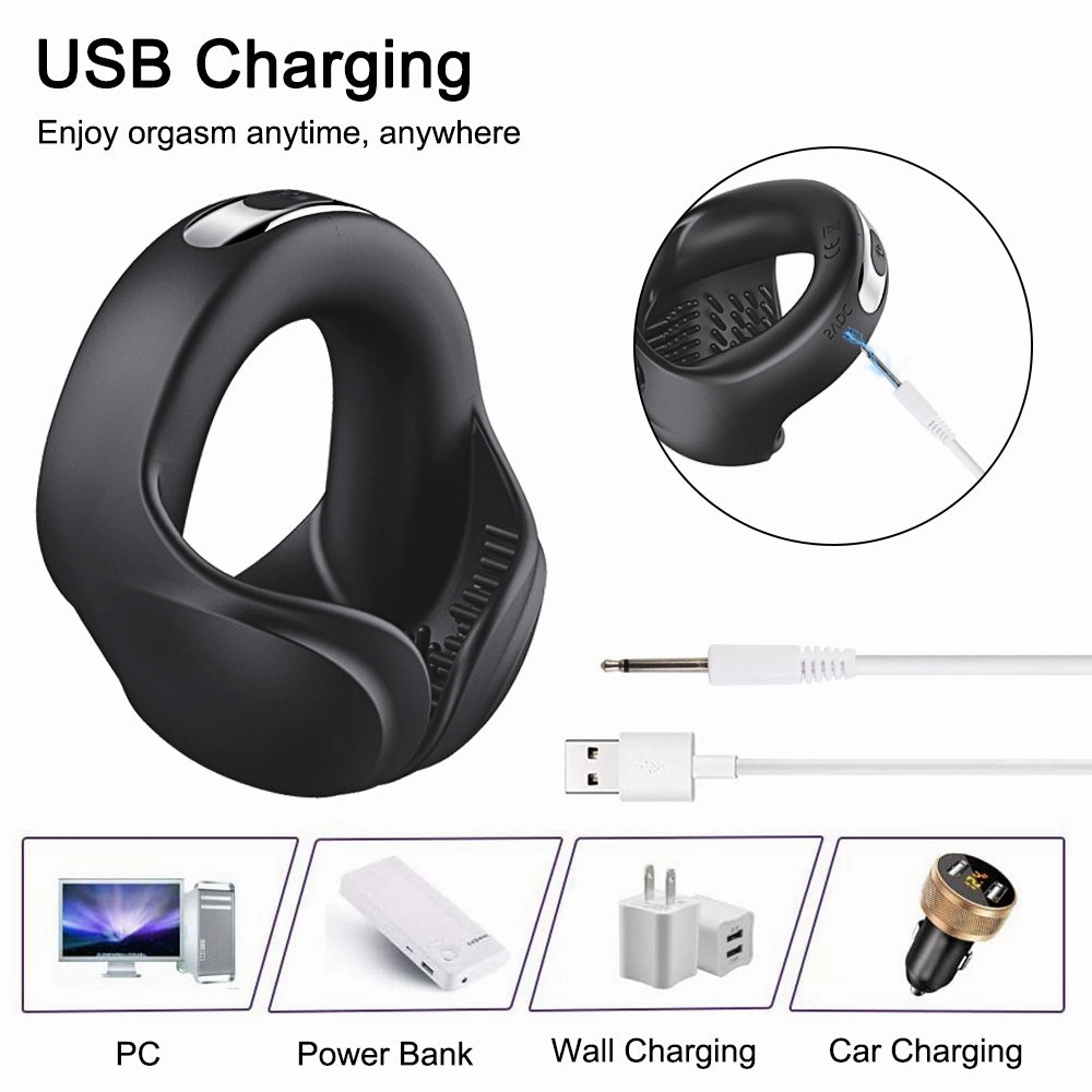 Male Vibrating Penis Cock Ring & Delay Ejaculation Erection Scrotum Stimulator