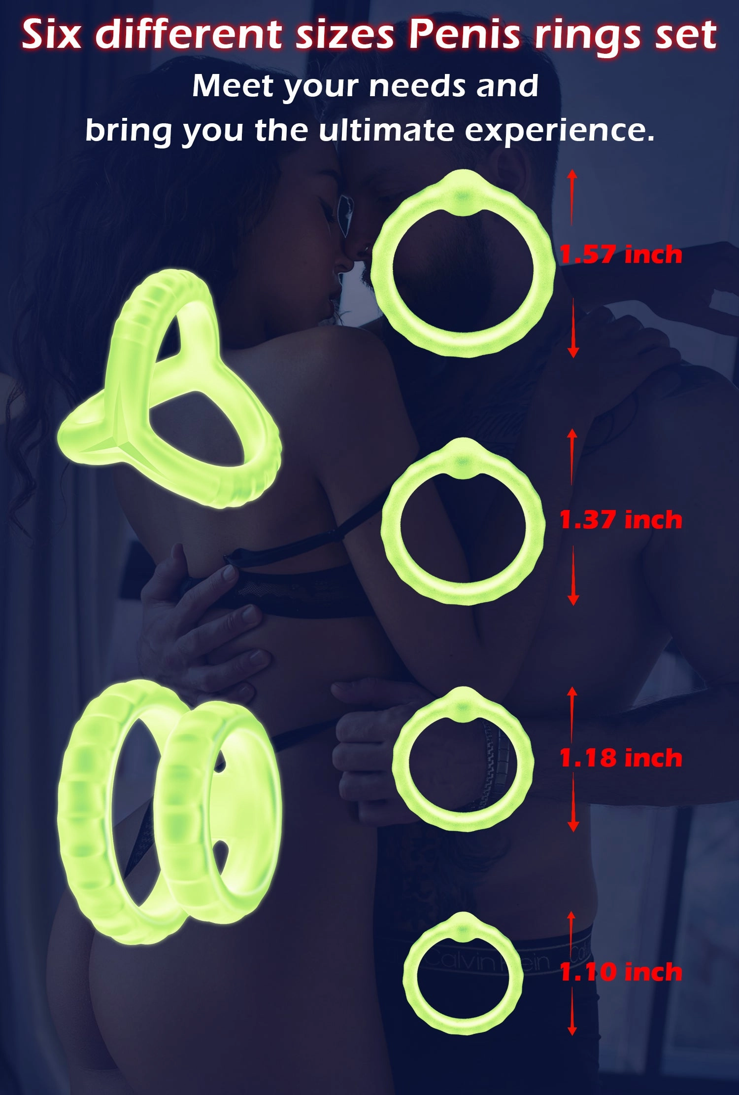 Malia - Glow-in-the-dark Penis Ring Set