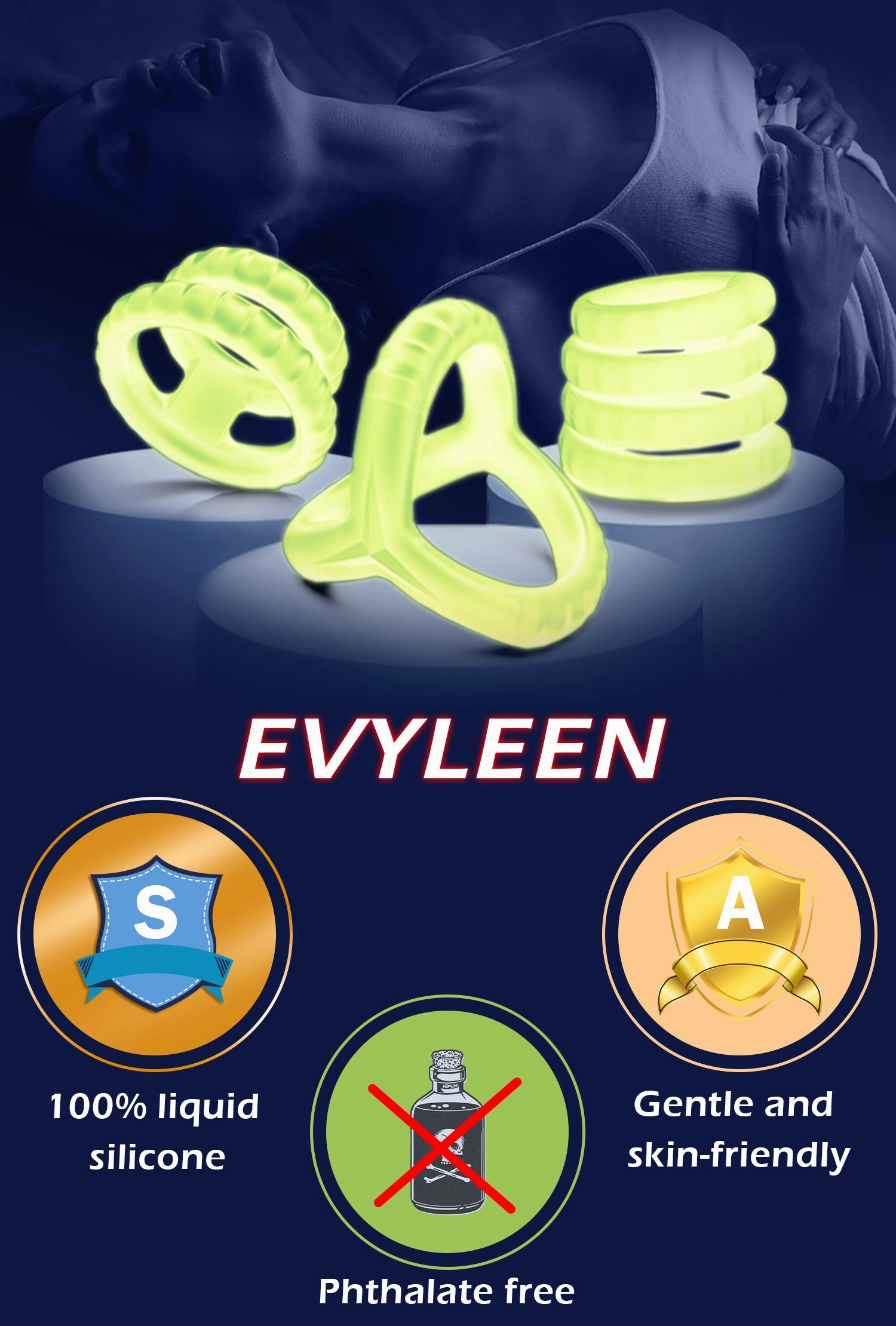 Malia - Glow-in-the-dark Penis Ring Set