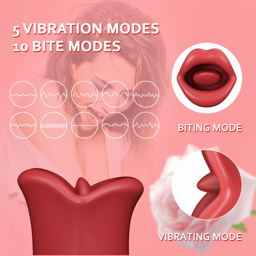 Mouth Biting Vibrator 10 Biting & 5 Vibrating Modes for Nipple Clit Stimulation - Fellare