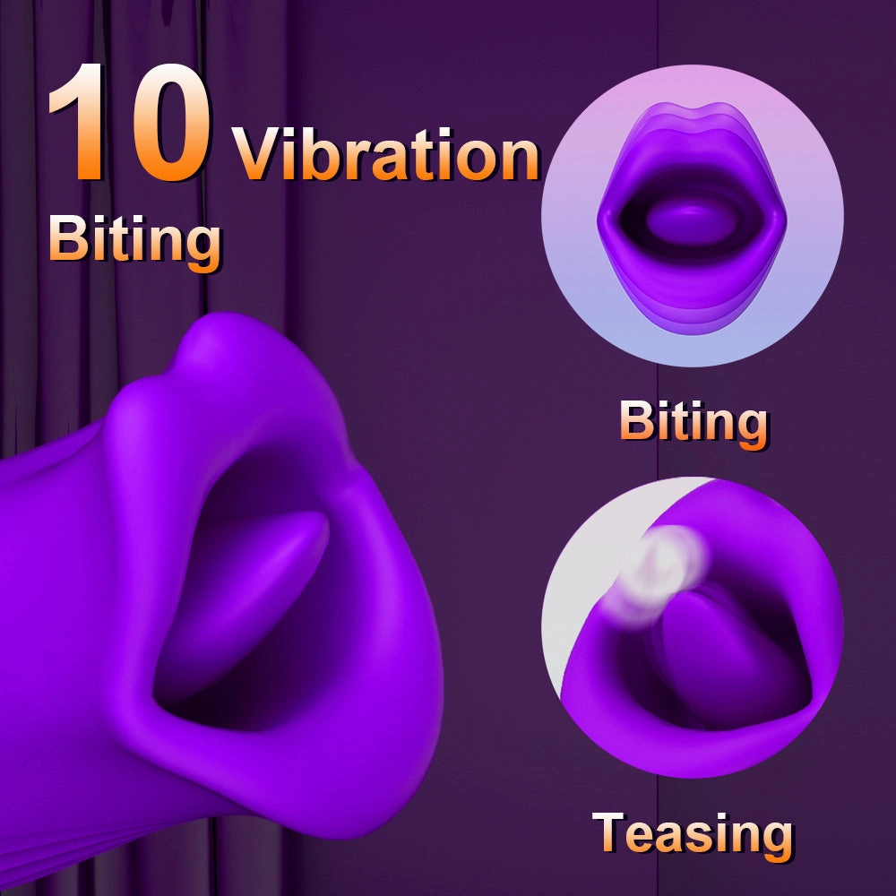 Mouth Biting Vibrator 10 Biting & 5 Vibrating Modes for Nipple Clit Stimulation - Fellare