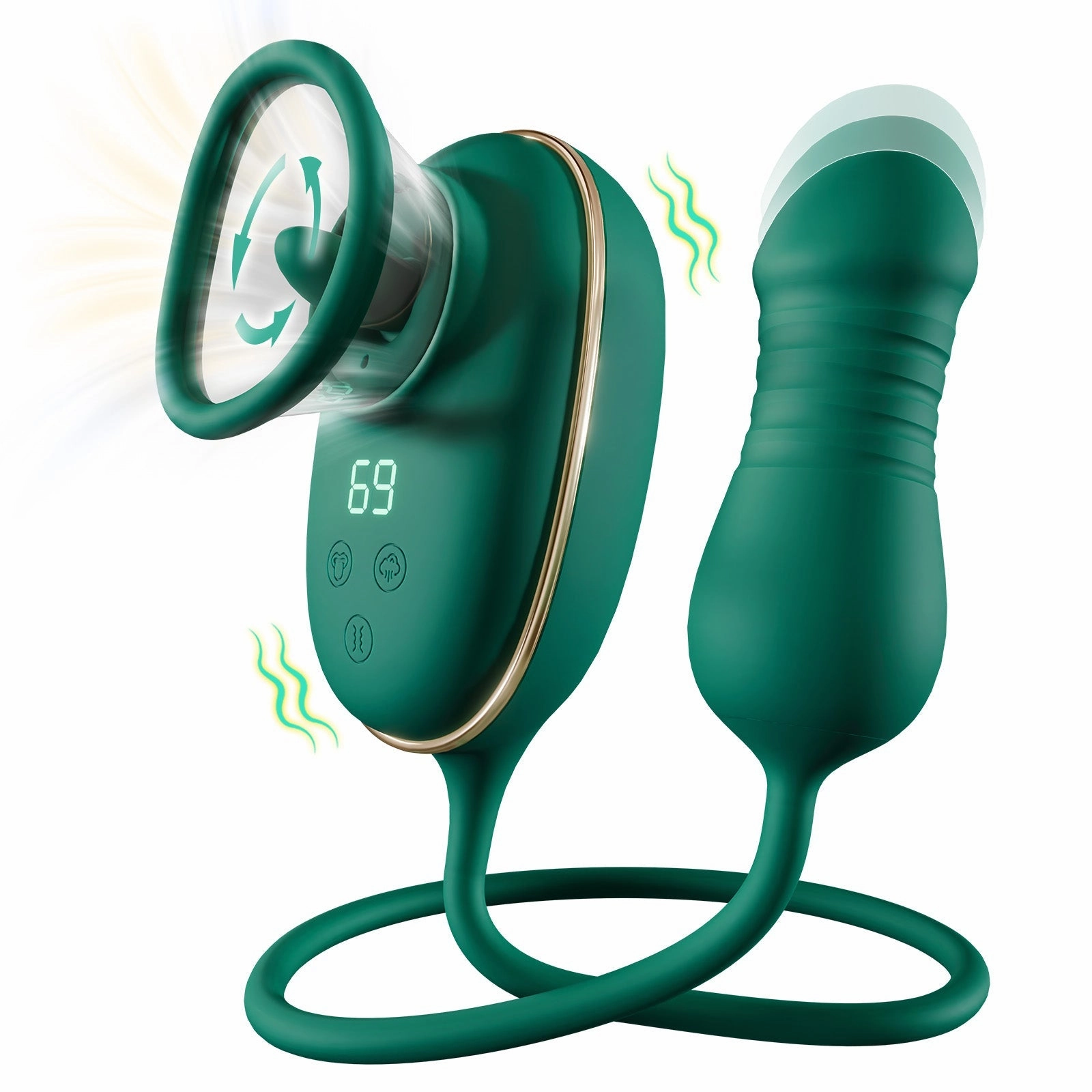 OpulaLuxe - Clit Sucking Toy Vibrator with Vibrating Licking Tongue & Thrusting Vibrator