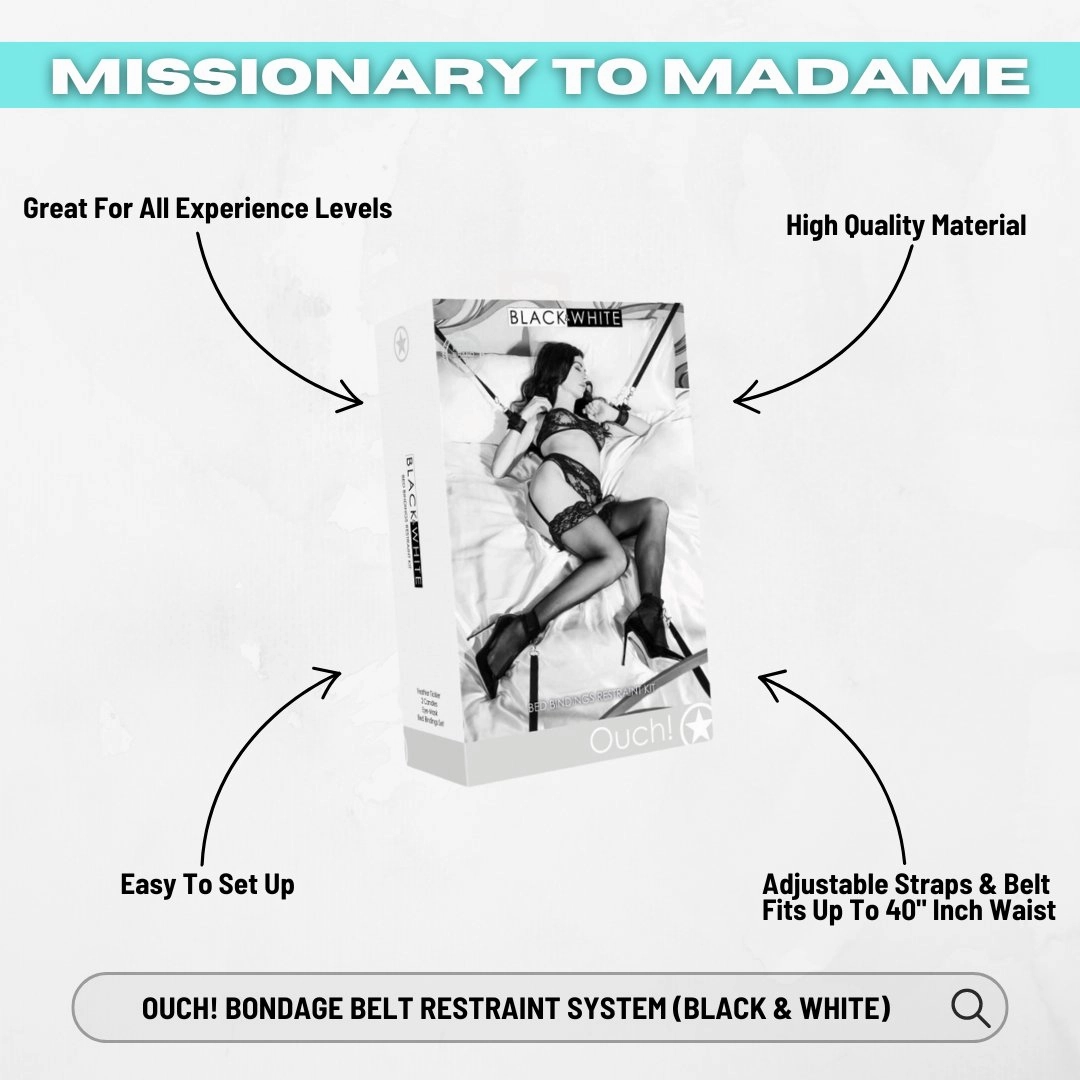 Ouch! Bondage Belt Restraint System (Black & White)