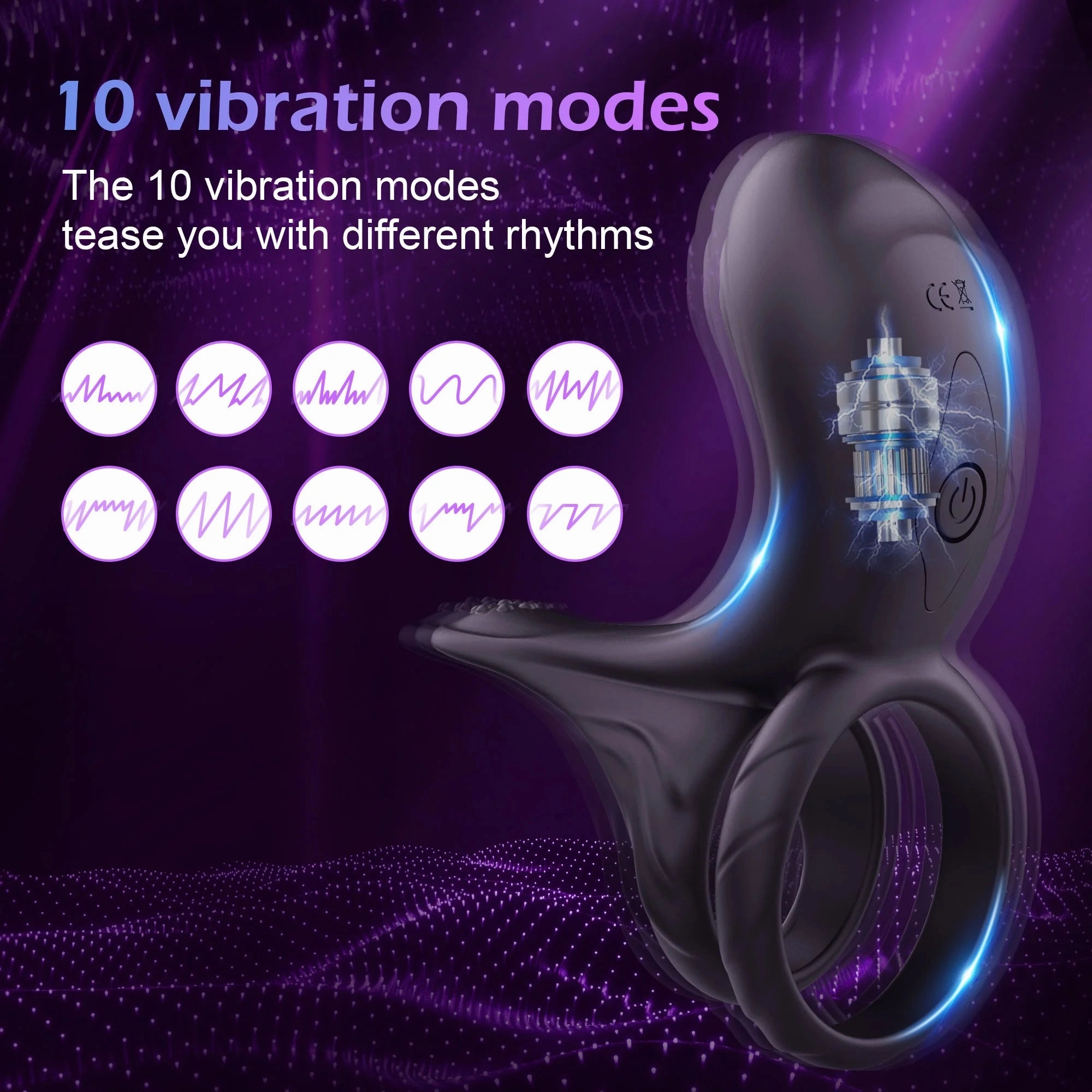 Penis Rings with 10 Intense Vibration Modes