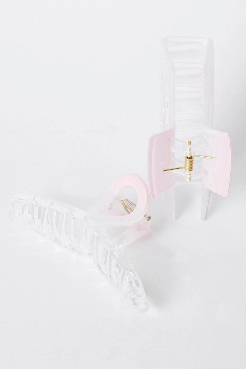 Pink 2 Pack Claw Clips