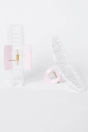 Pink 2 Pack Claw Clips