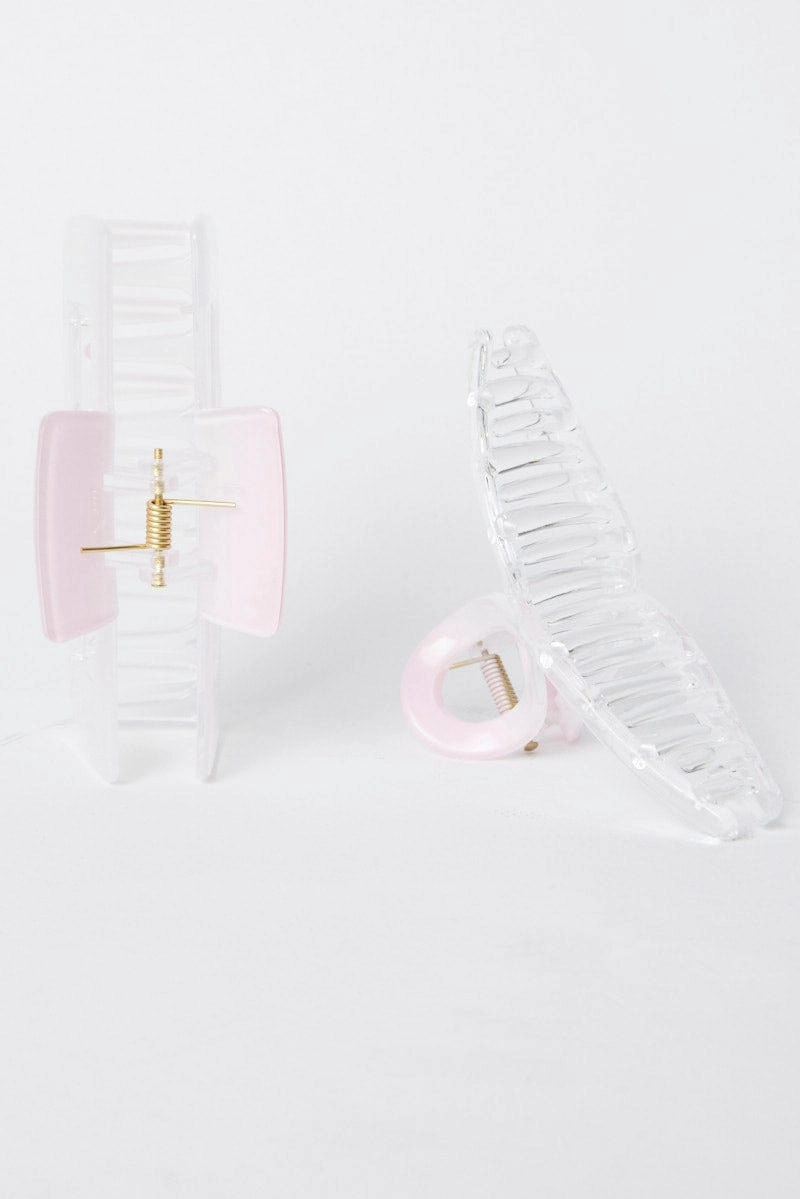Pink 2 Pack Claw Clips