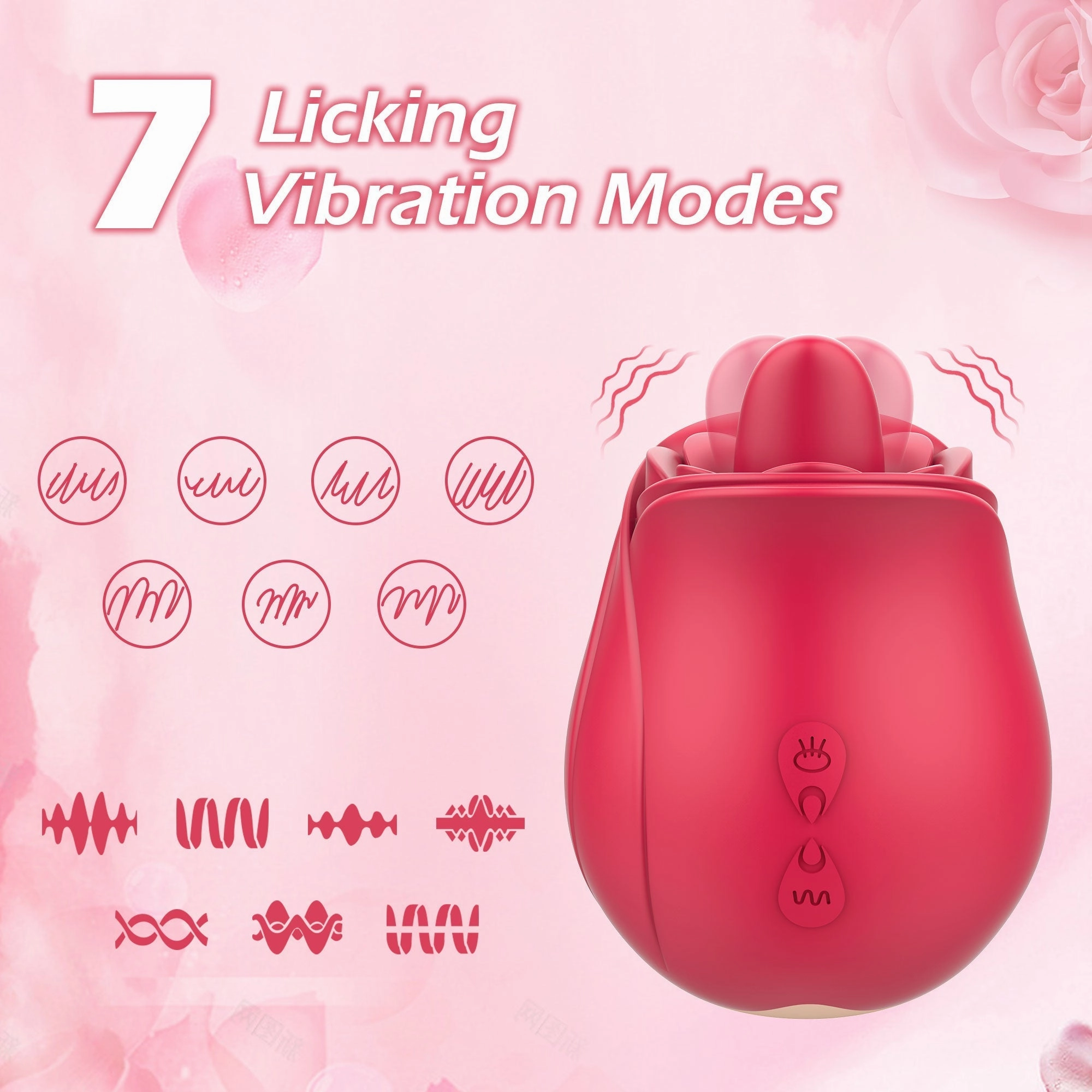 PuritySilk - Rose Vibrator with Tongue Licking Patterns