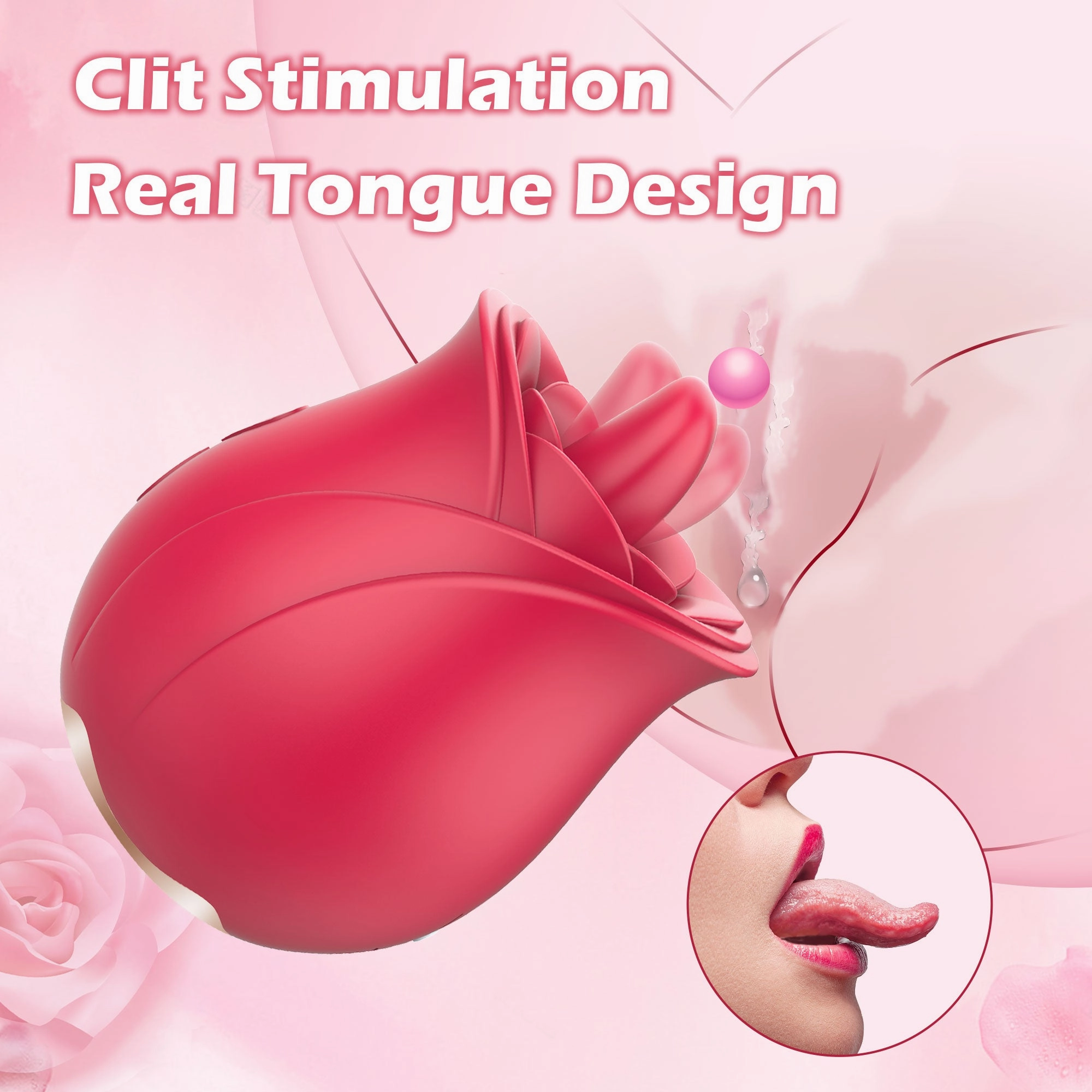 PuritySilk - Rose Vibrator with Tongue Licking Patterns
