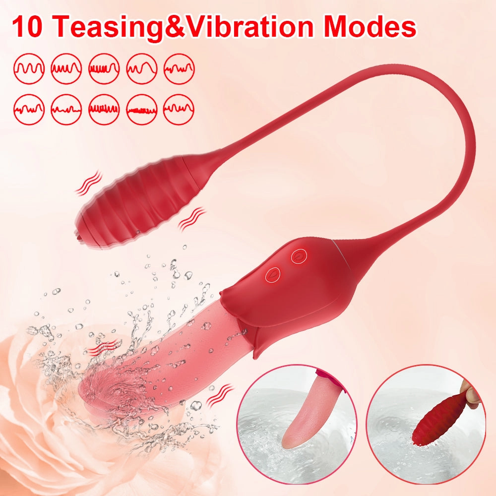 Realistic Licking Tongue G-Spot Vibrators Clit Sucker with Wiggle Egg Vibrators