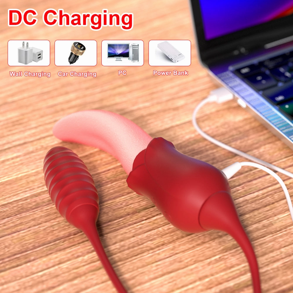 Realistic Licking Tongue G-Spot Vibrators Clit Sucker with Wiggle Egg Vibrators