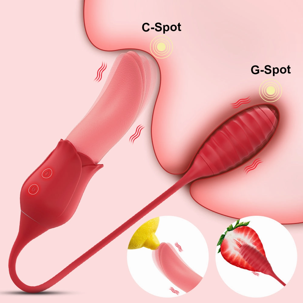 Realistic Licking Tongue G-Spot Vibrators Clit Sucker with Wiggle Egg Vibrators