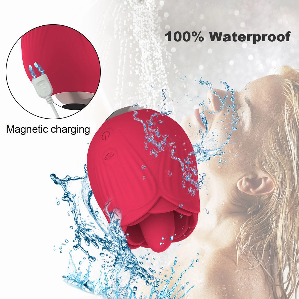 Rose Flower Tongue Licking and Vibration Clit Vibrator S2