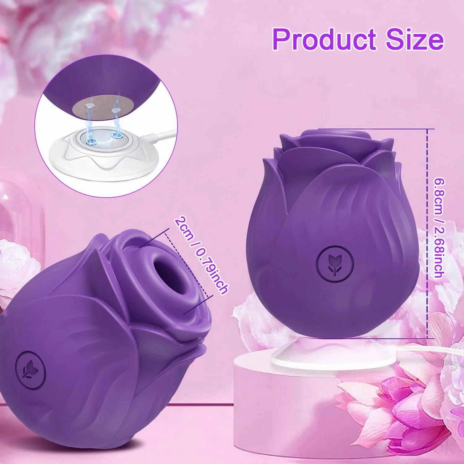 Rose-Sucking Clitoral Stimulator - Intense Vacuum Vibrator with 10 Modes for Women