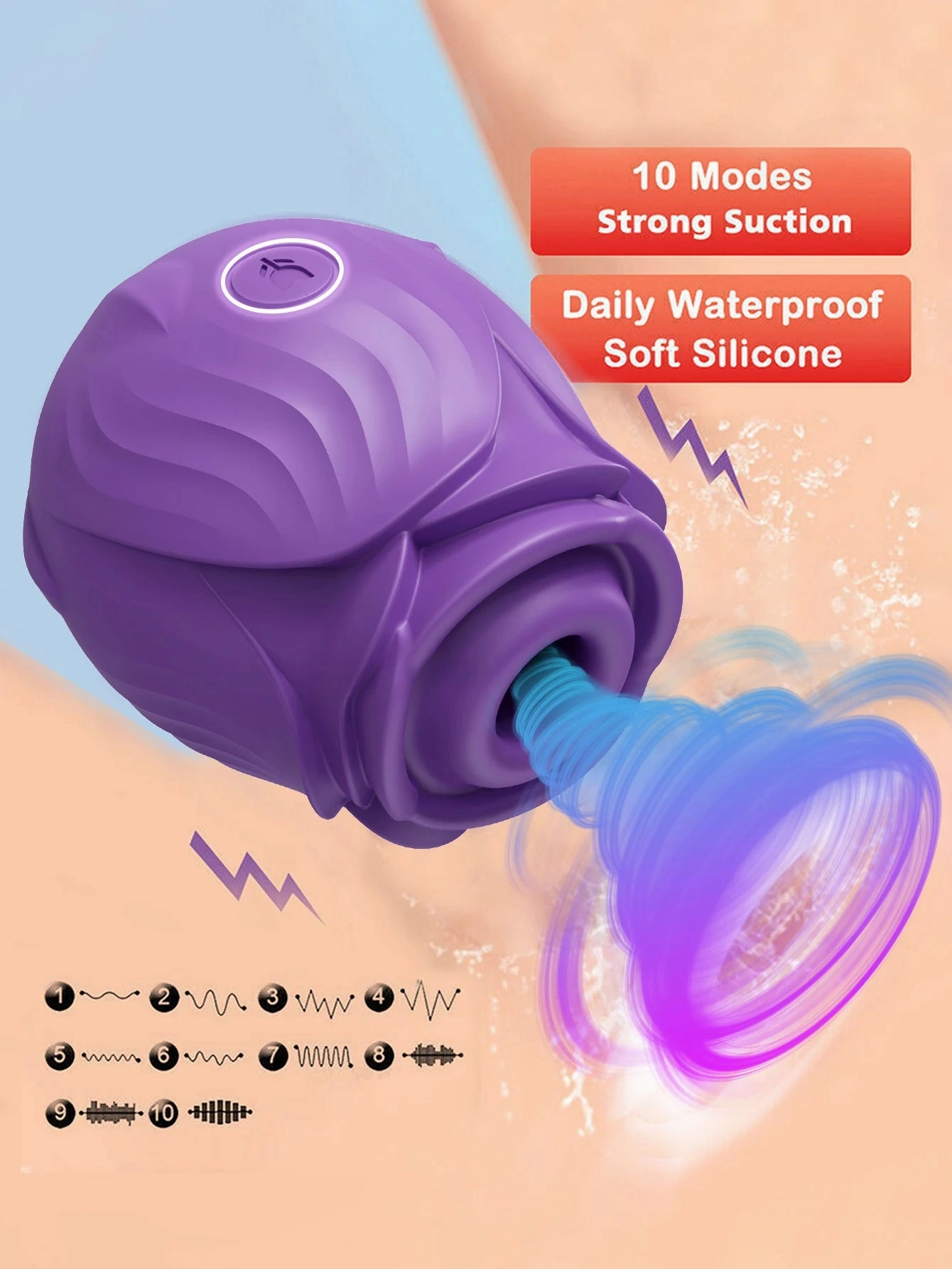 Rose-Sucking Clitoral Stimulator - Intense Vacuum Vibrator with 10 Modes for Women