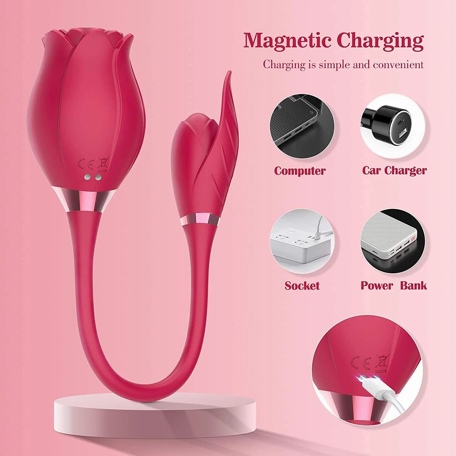 Rose Toy Dildo Thrusting Vibrator for Women Egg Clitoris Sucker Stimulator