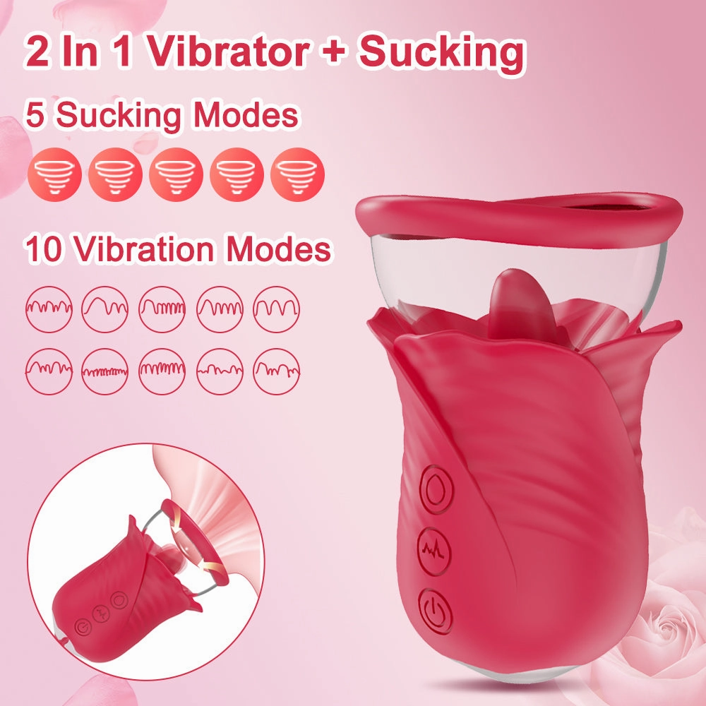 Rose Vibrators 2 in 1 Sucking & Vibrating Clitoral Sucking Vibrator Nipple Stimulator