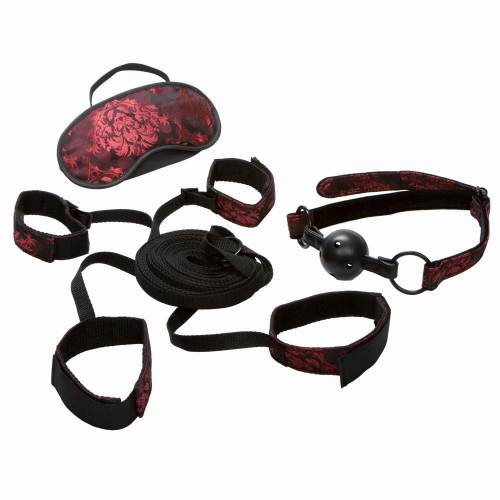 Scandal Bed Restraint Kit With Cuffs, Ball Gag & Blindfold