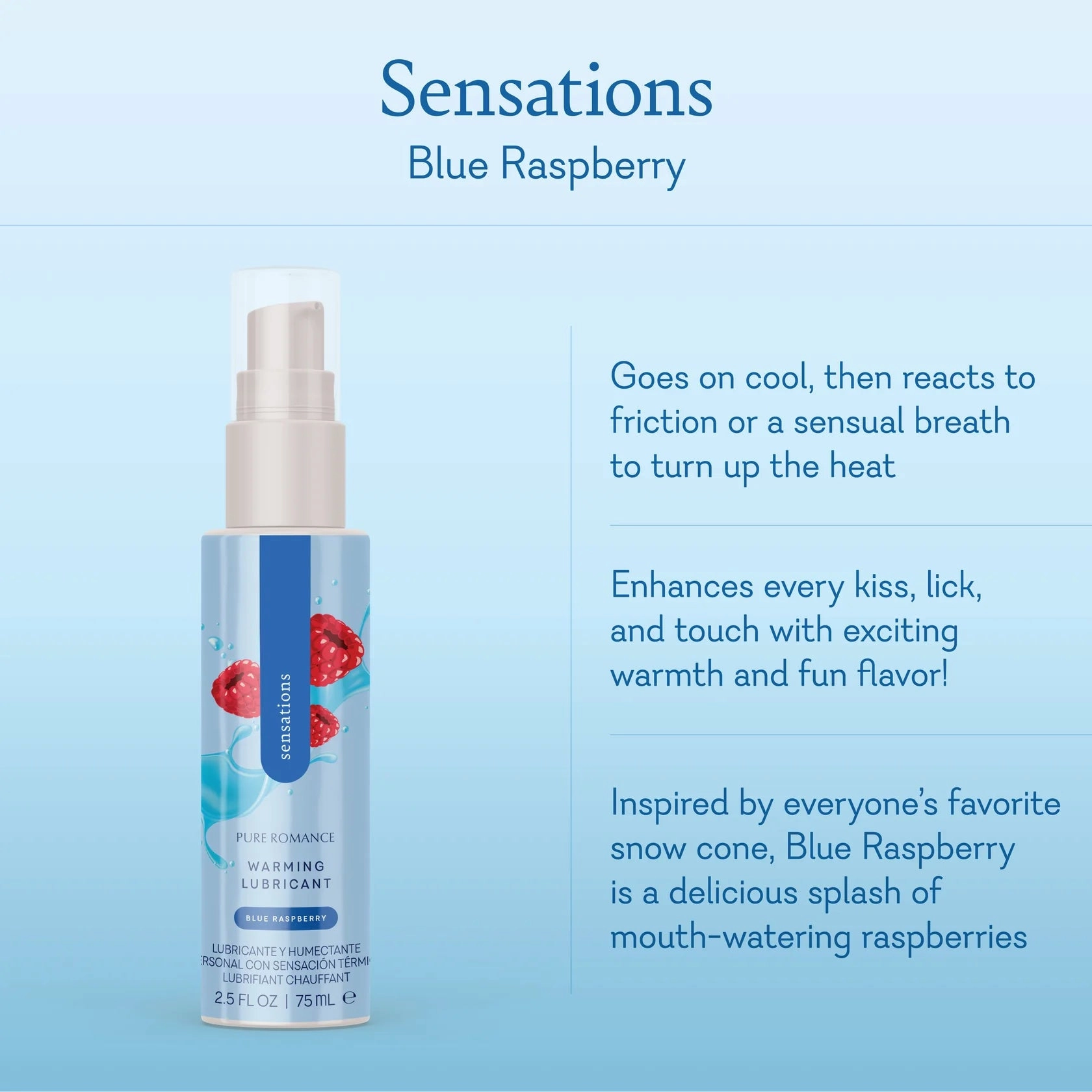 Sensations - Warming Lubricant - Blue Raspberry - IN STOCK - 2 LEFT! - Pure Romance