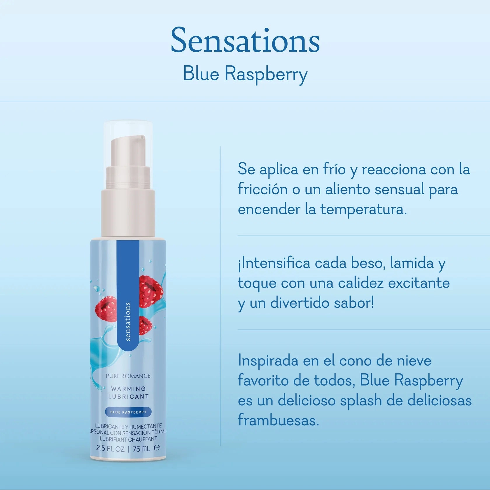 Sensations - Warming Lubricant - Blue Raspberry - IN STOCK - 2 LEFT! - Pure Romance