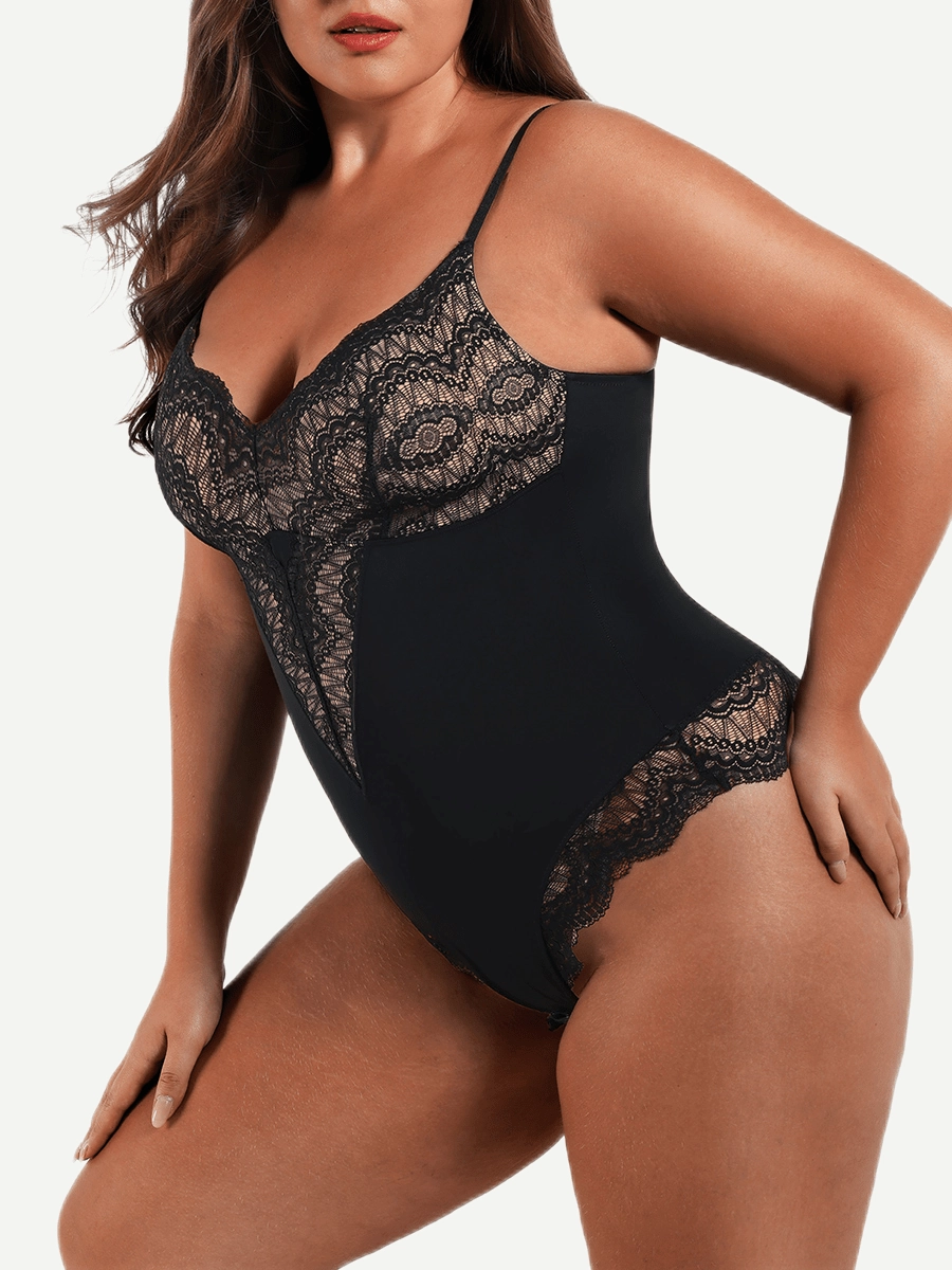 Sexy Lace Deep-V Neck Bodysuit
