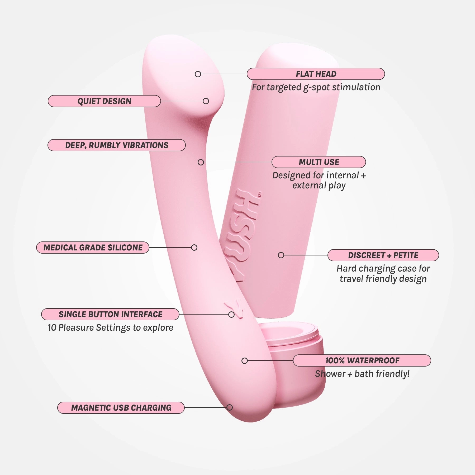 Shine - Compact   Rechargeable Pink G-Spot Vibrator with Travel Case