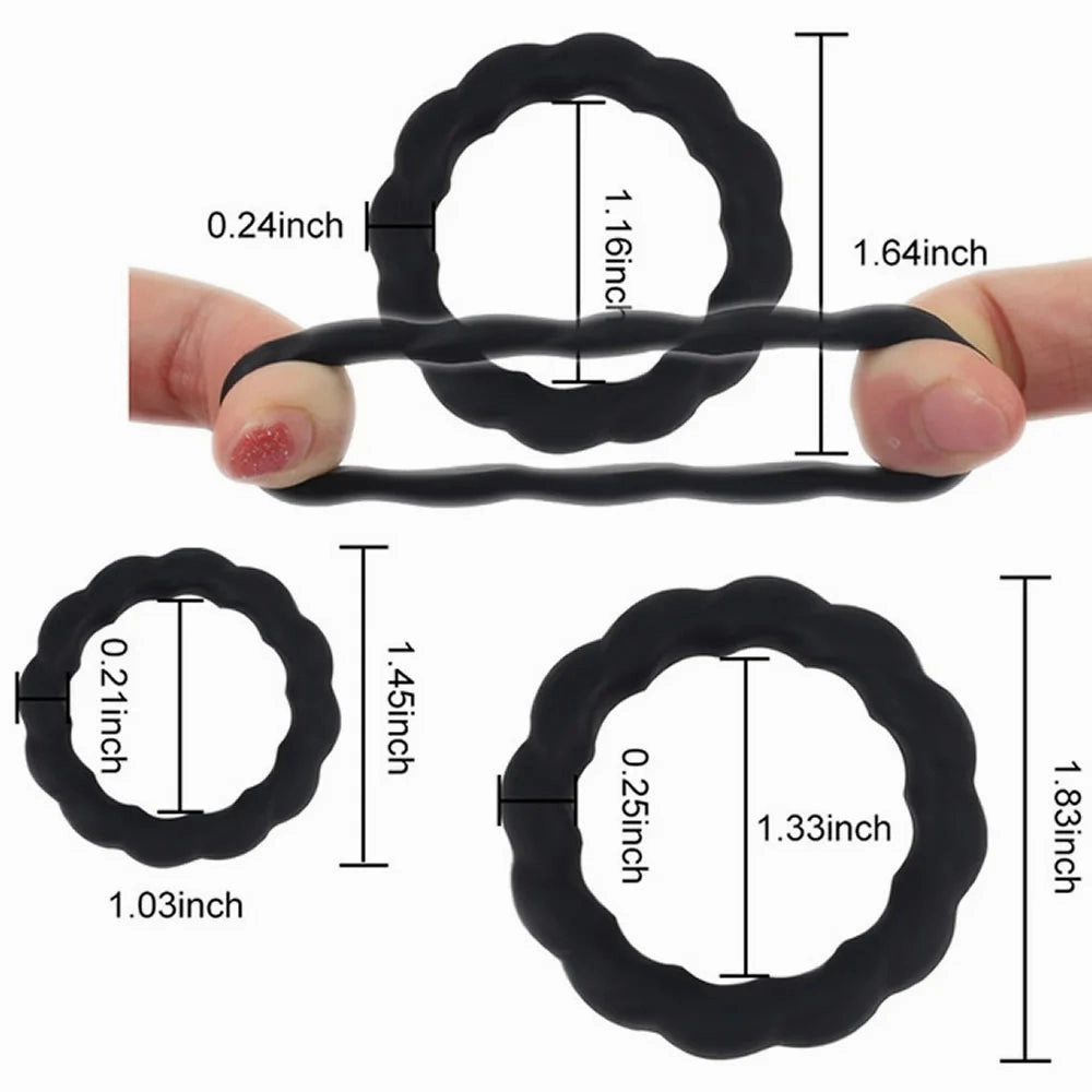 Silicone Cock Ring Set Super Stretchy Enhanced Erection & Stamina