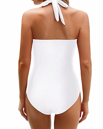Slimming Swimsuits Women Tummy Control Bathing Suits-White