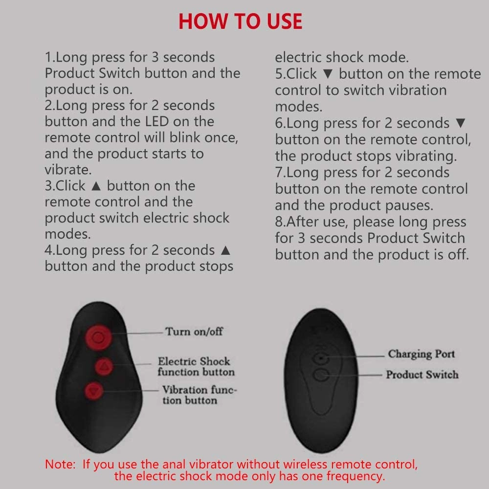 Summanus Mango-Electric Shock Prostate Stimulation Anal Plug With 8 Vibration Modes  - Laphwing