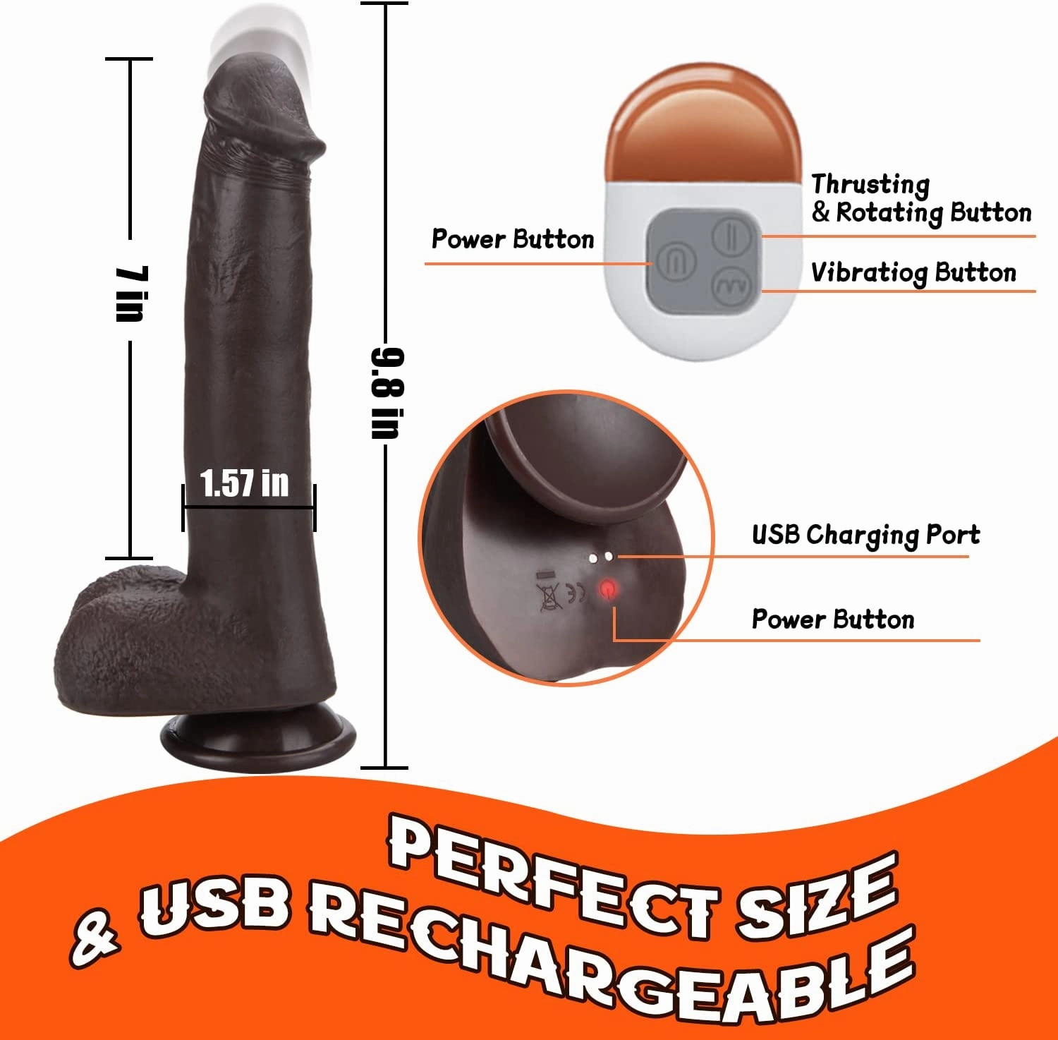 Thrusting Dildo Vibrator Sex Toys for Women, 9.8 Vibrating Realistic Dildo for G-spot Anal Stimulation with 3 Telescopic & 5 Vibration Modes, Remote Control G-spot Dildos