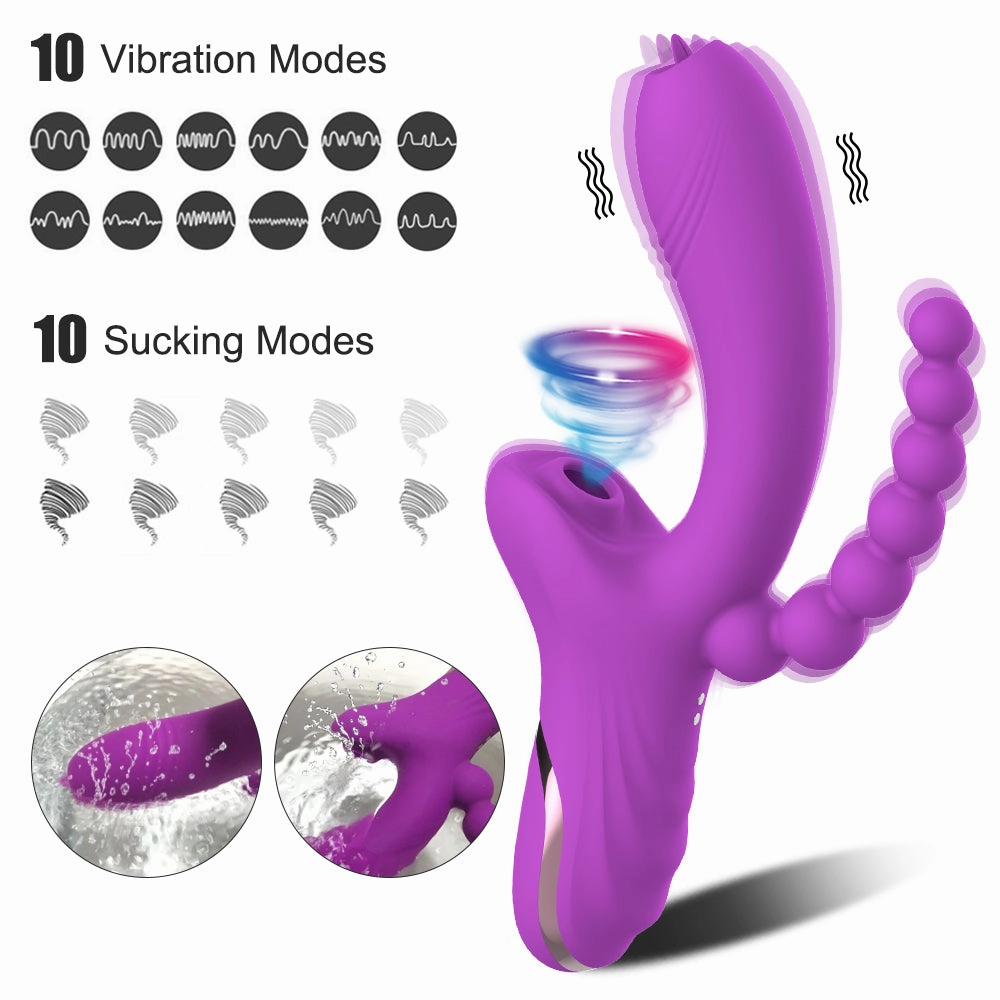 Tongue Vibrator with Clitoral Stimulator & Anal Beads V2