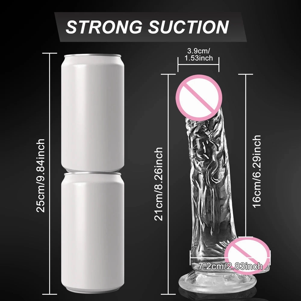 Transparent Jelly Dildo: Realistic Penis Sucker & Butt Plug for Vaginal and Anal Play in 4 Sizes