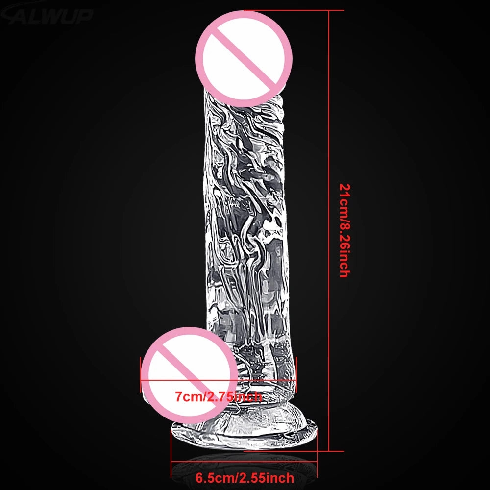 Transparent Jelly Dildo: Realistic Penis Sucker & Butt Plug for Vaginal and Anal Play in 4 Sizes