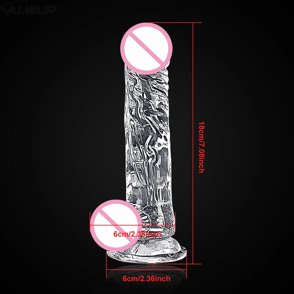 Transparent Jelly Dildo: Realistic Penis Sucker & Butt Plug for Vaginal and Anal Play in 4 Sizes