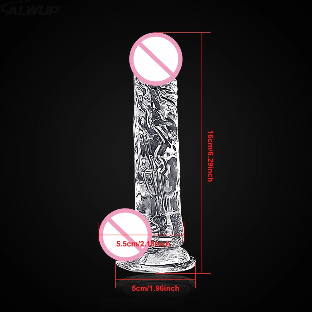 Transparent Jelly Dildo: Realistic Penis Sucker & Butt Plug for Vaginal and Anal Play in 4 Sizes