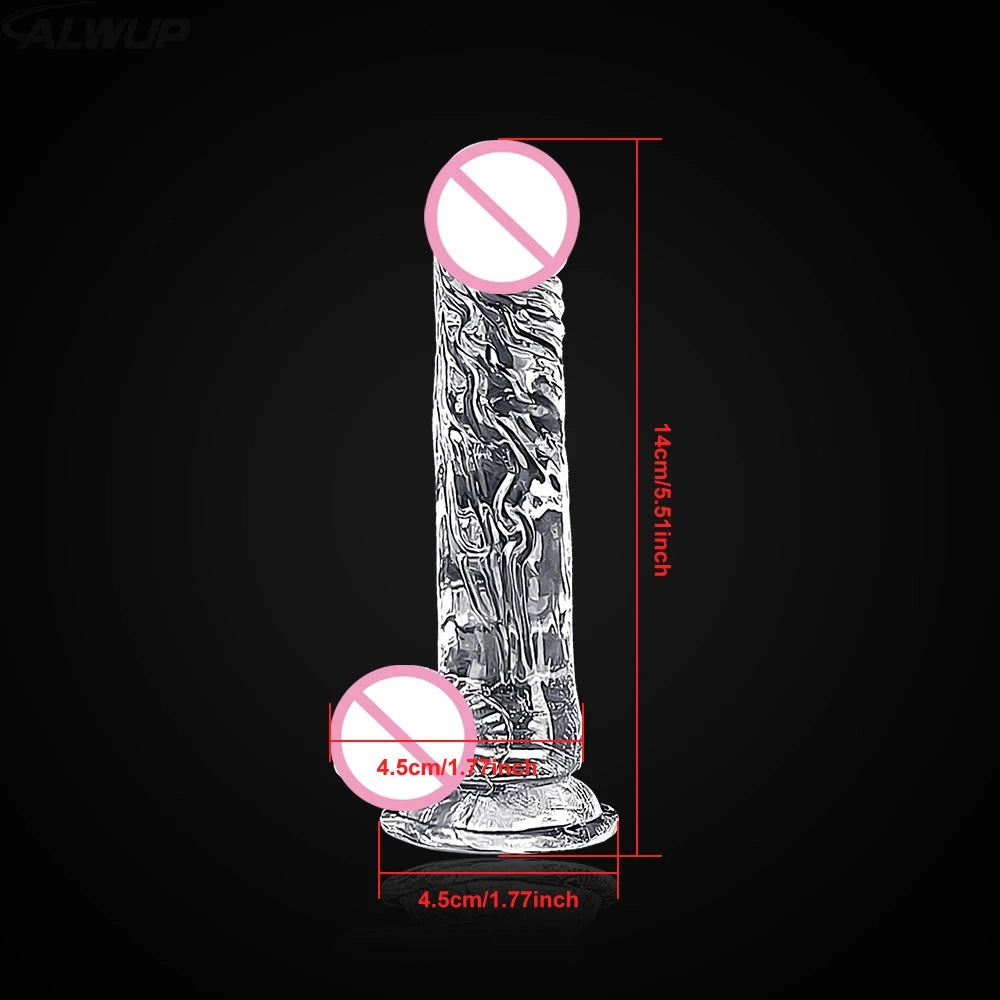 Transparent Jelly Dildo: Realistic Penis Sucker & Butt Plug for Vaginal and Anal Play in 4 Sizes