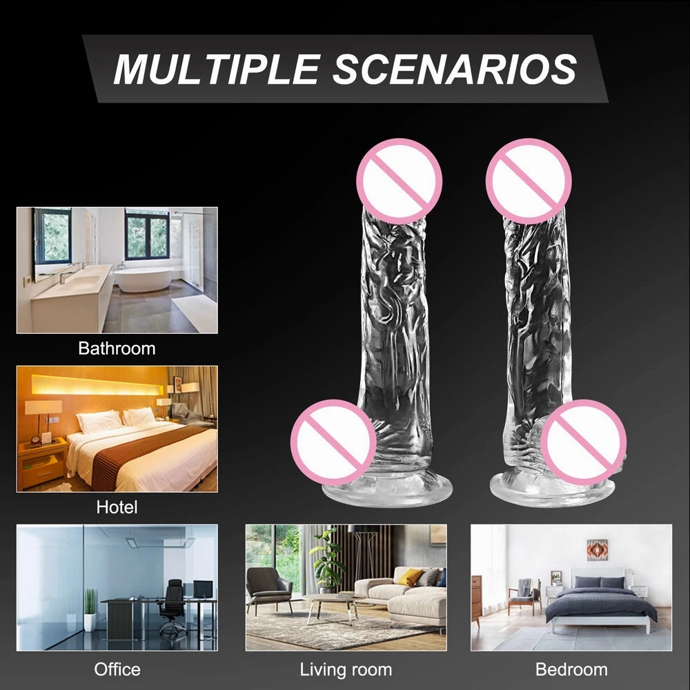 Transparent Jelly Dildo: Realistic Penis Sucker & Butt Plug for Vaginal and Anal Play in 4 Sizes