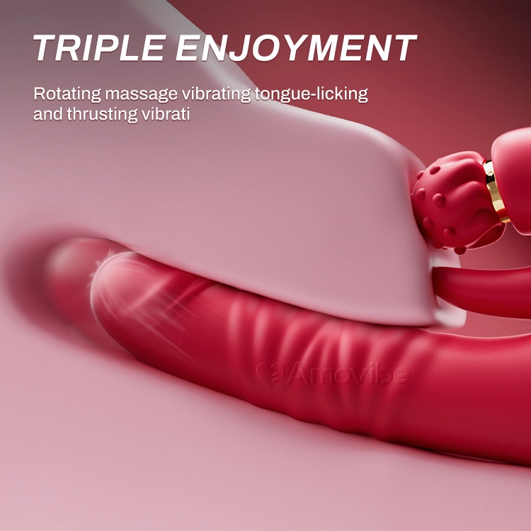 Triple Sensation Vibrator - Rotating Massage & Tongue Licking &  Thrusting Vibration