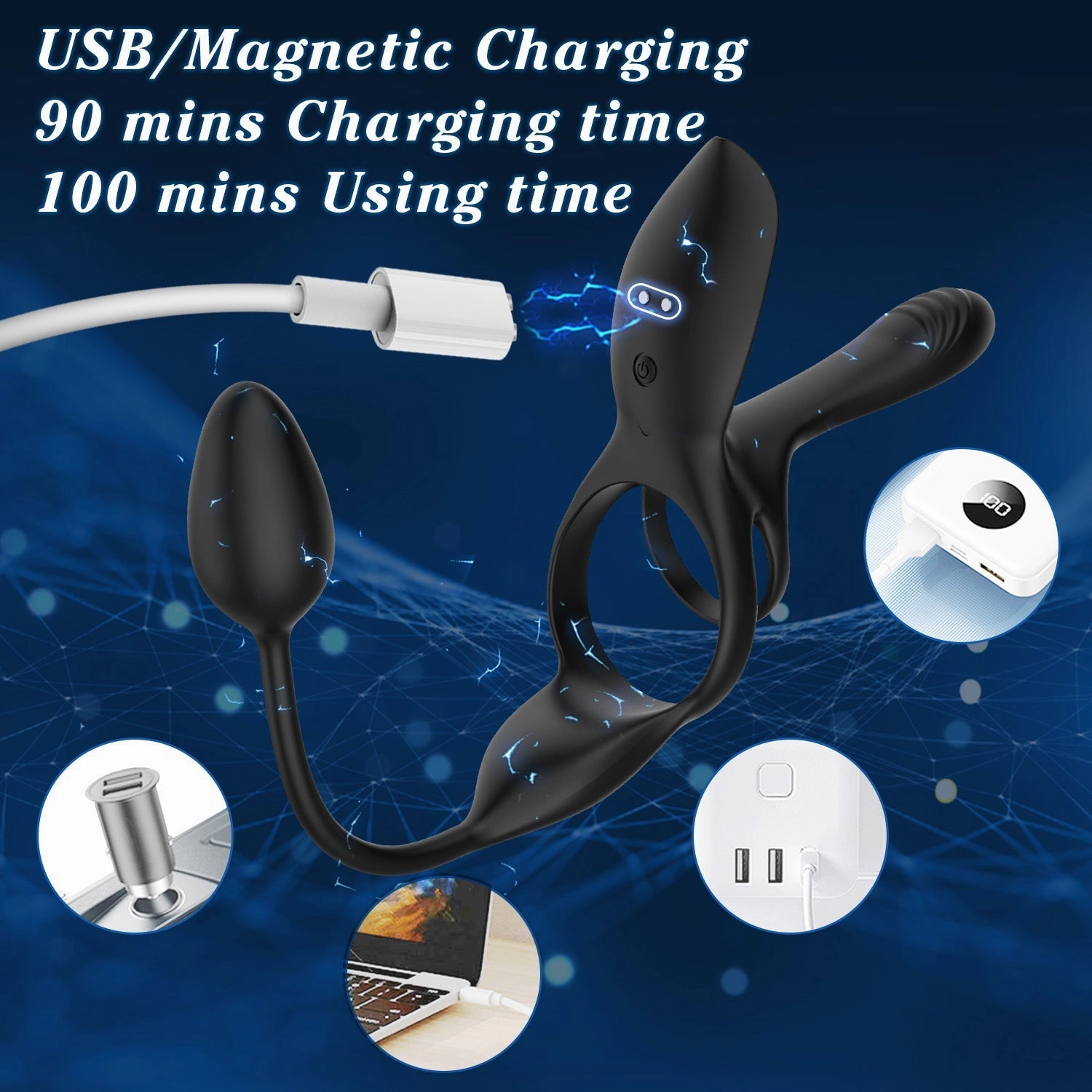 VelvetEth - Vibrating Cock Ring with Anal Plug