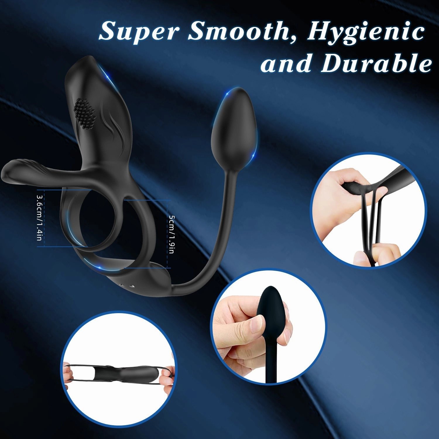 VelvetEth - Vibrating Cock Ring with Anal Plug