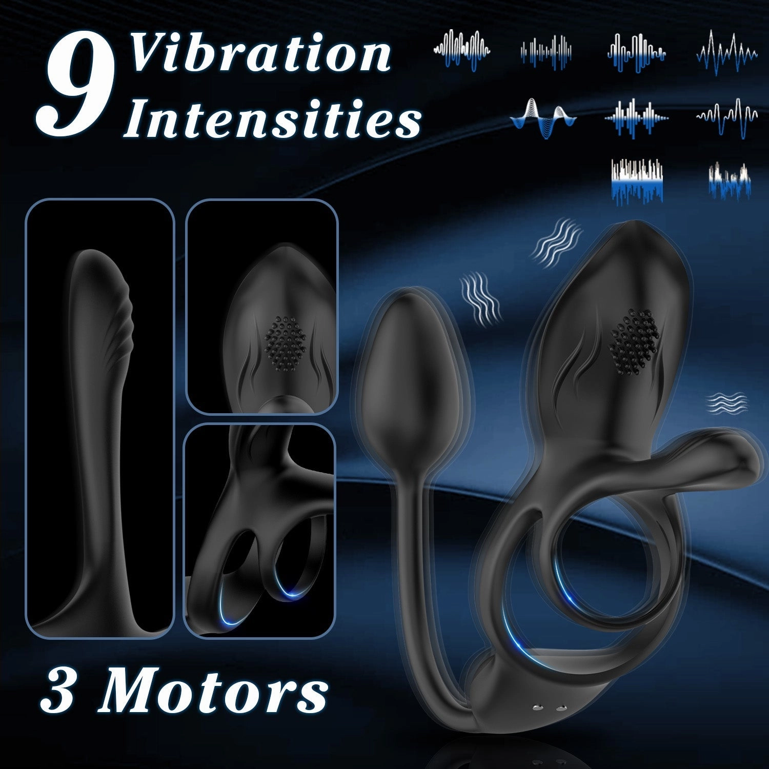 VelvetEth - Vibrating Cock Ring with Anal Plug