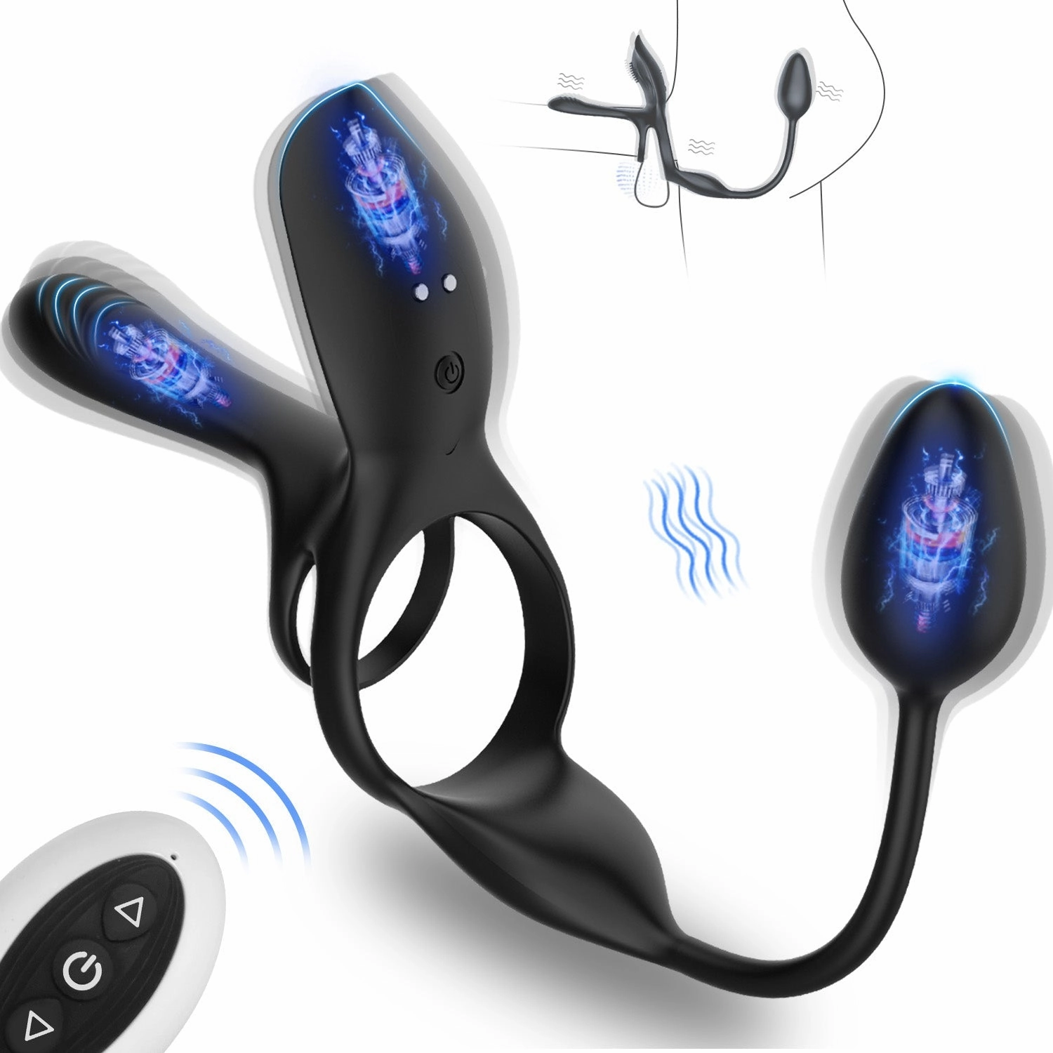 VelvetEth - Vibrating Cock Ring with Anal Plug