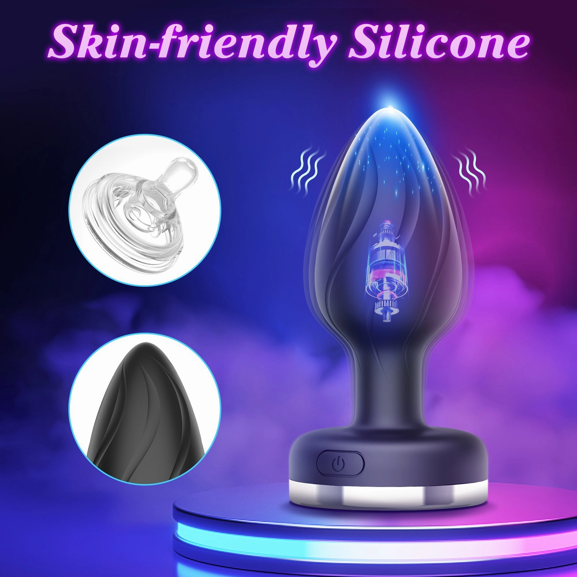 Vibrating Anal Plug with LED
