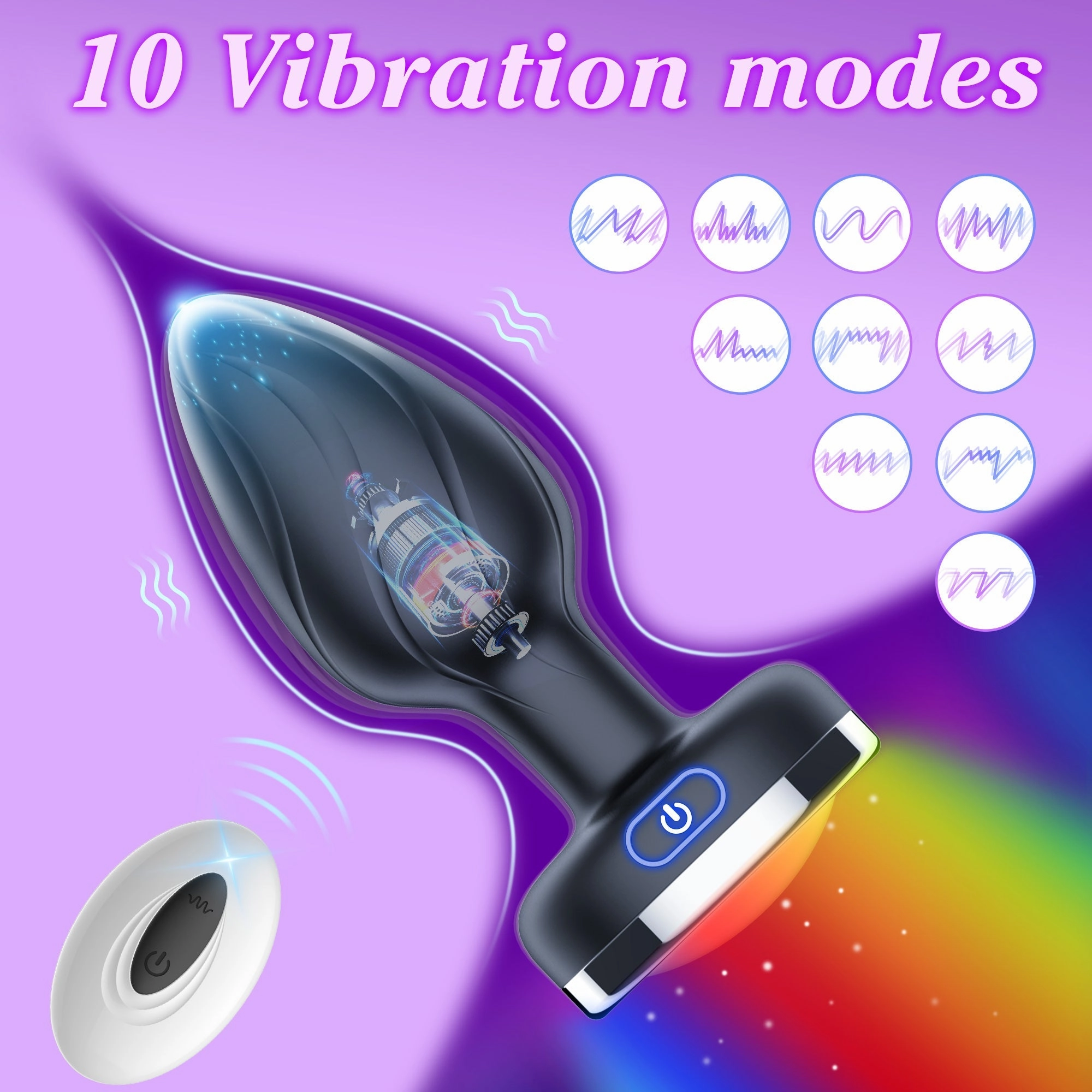 Vibrating Anal Plug with LED