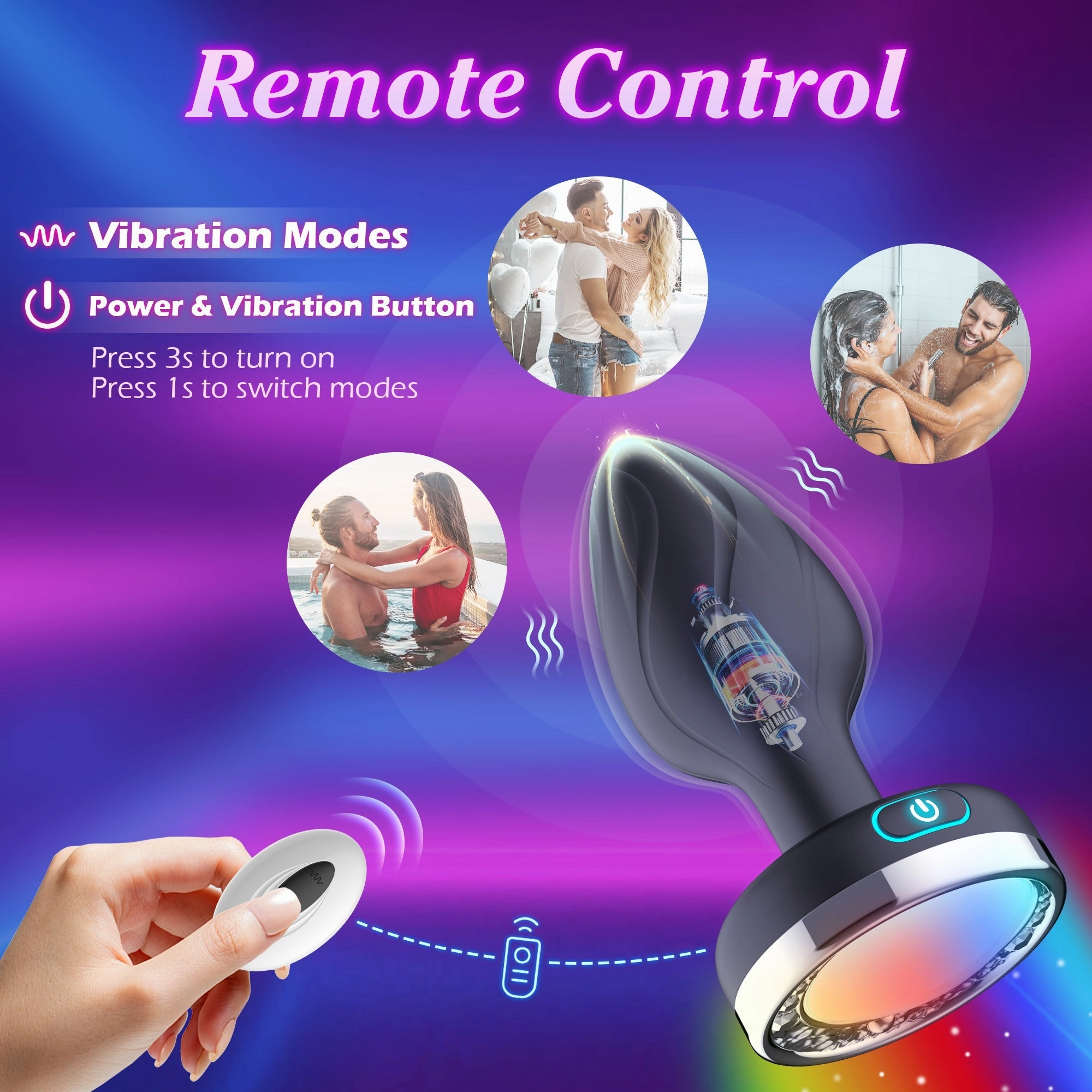 Vibrating Anal Plug with LED